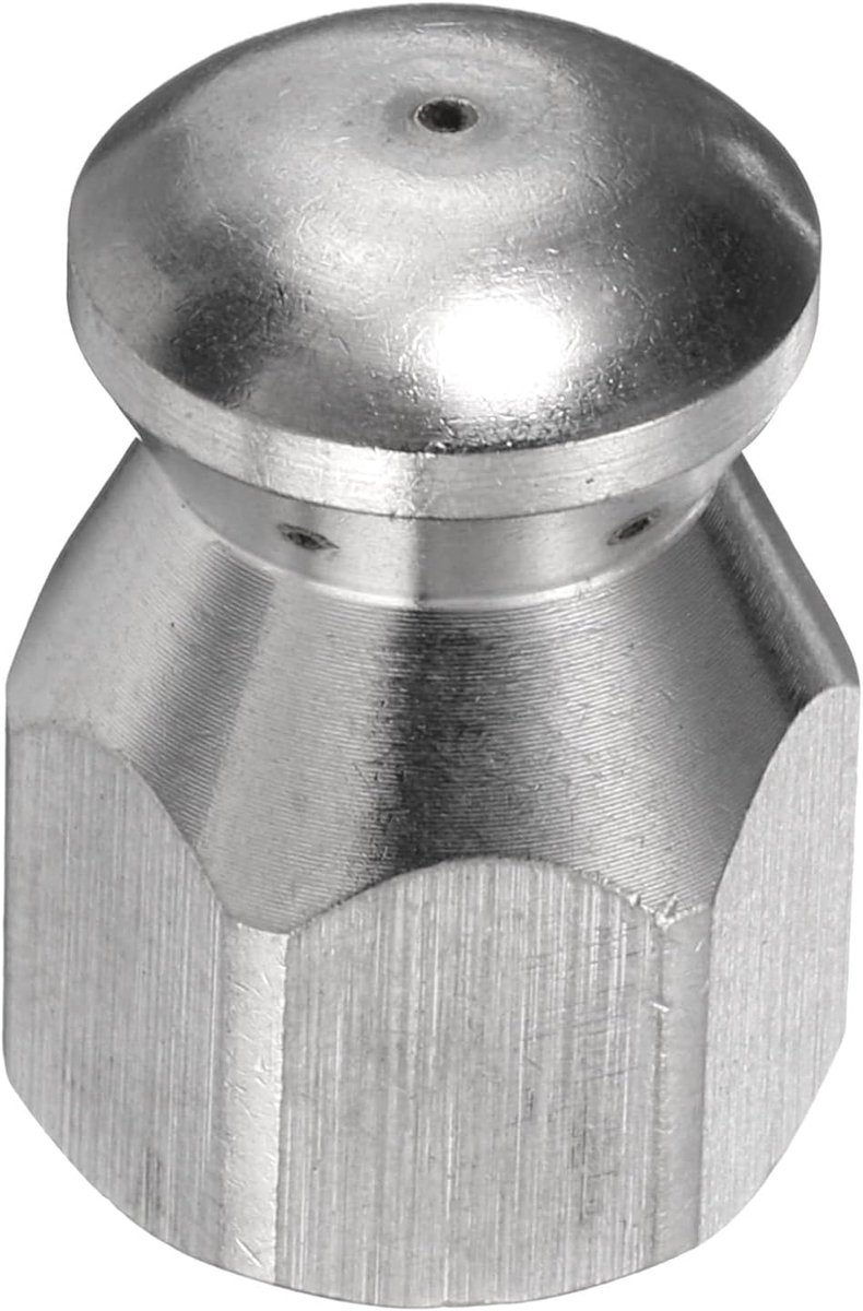 SnelShoppen - Afvoermondstuk voor hogedrukreiniger 0,63 cm (1/4 inch) snelaansluiting 5000 psi roestvrij staal met roterende punt en vaste knop voor k