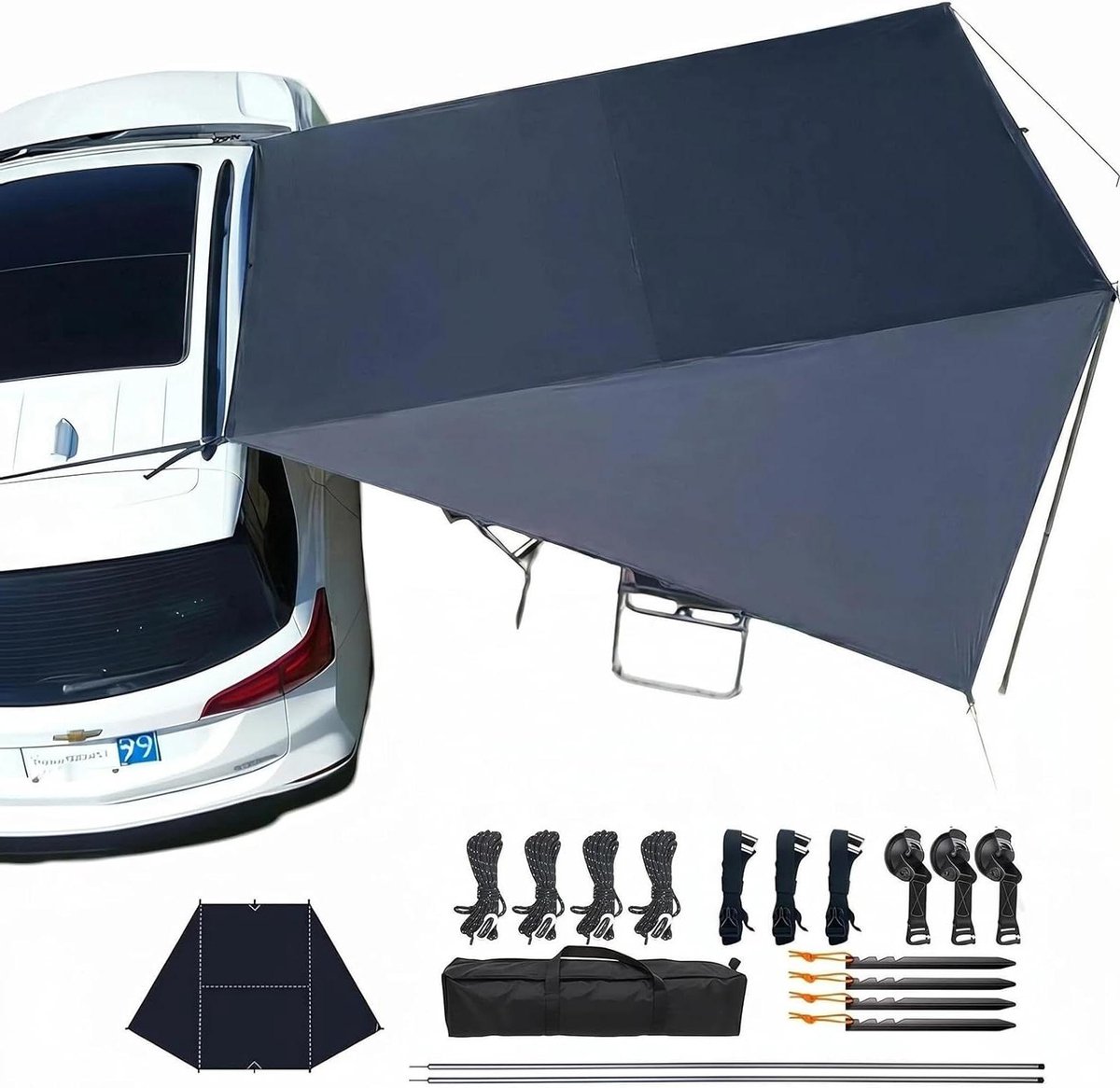 Waterdichte Autoluifel - Zonnezeil Caravan Voortent - Outdoor Bescherming - Waterafstotend PU-Coating - 200x300cm - Zwart