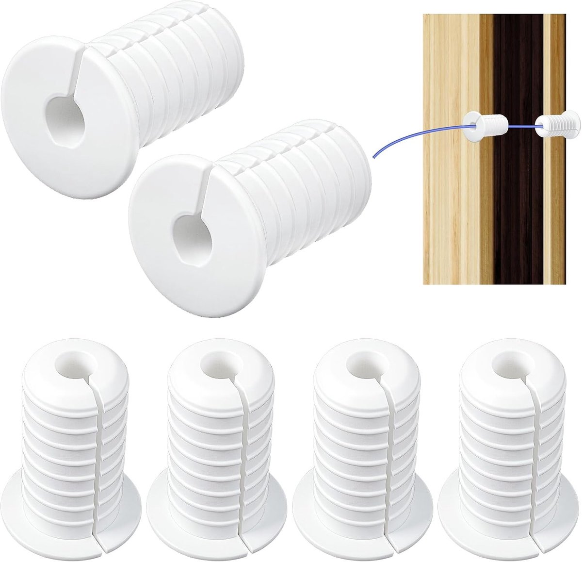 SnelShoppen - 6 stuks 3/4 inch muurdoorvoertules, Starlink kabelrouteringsset, siliconen kabel met 19 mm diameter, witte antislip muurkabeldoorvoertul