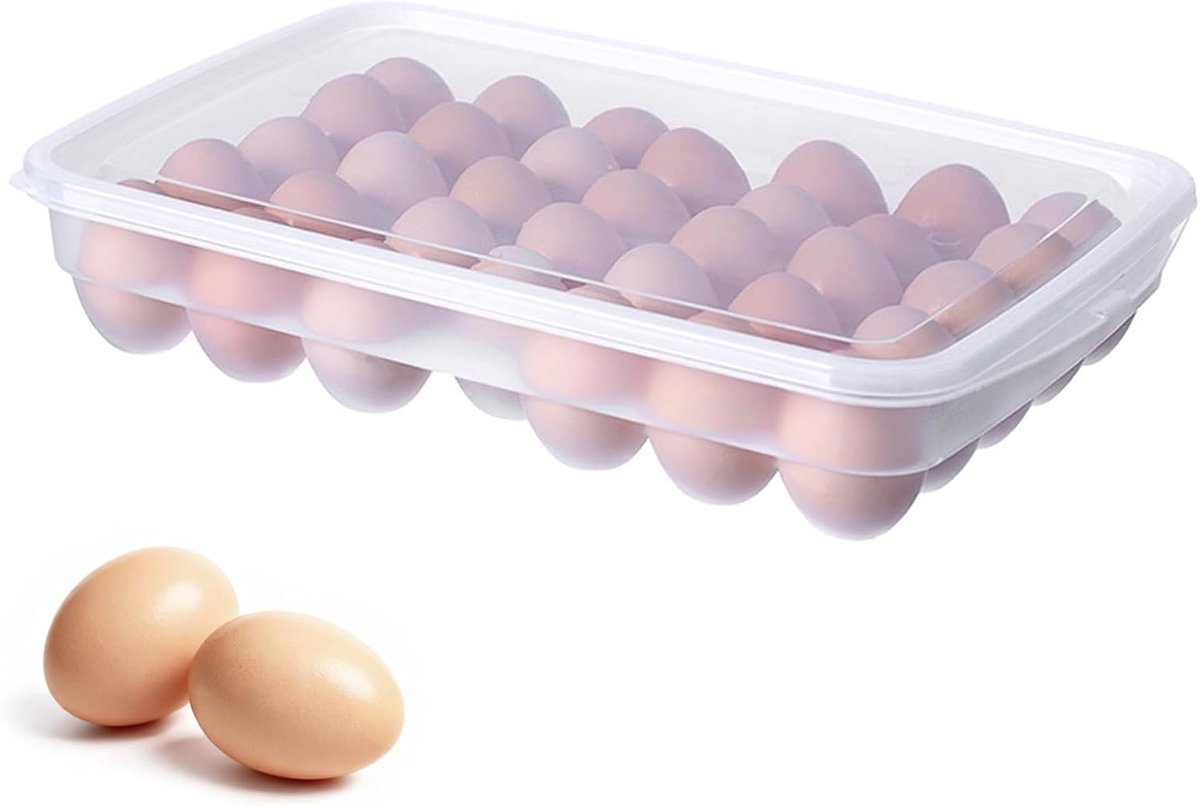 Eierdoos 34 vakken - draagbaar plastic - schokbestendig - ideaal voor camping - ShopVlot