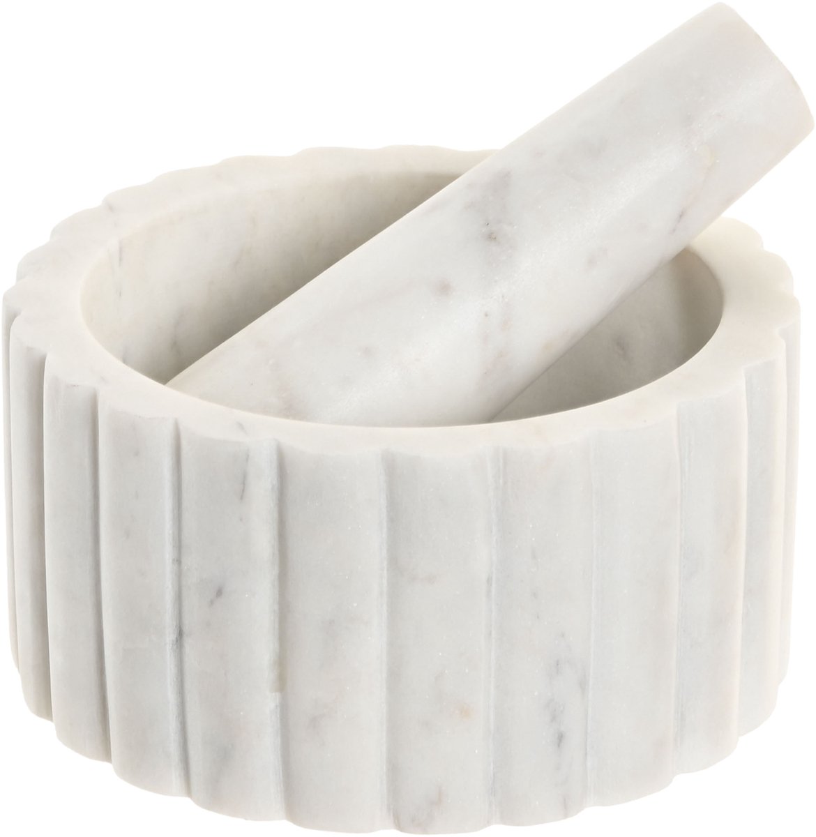 ITEM Vijzel met stamper - wit - marmer - D12cm - keuken artikelen - mortier