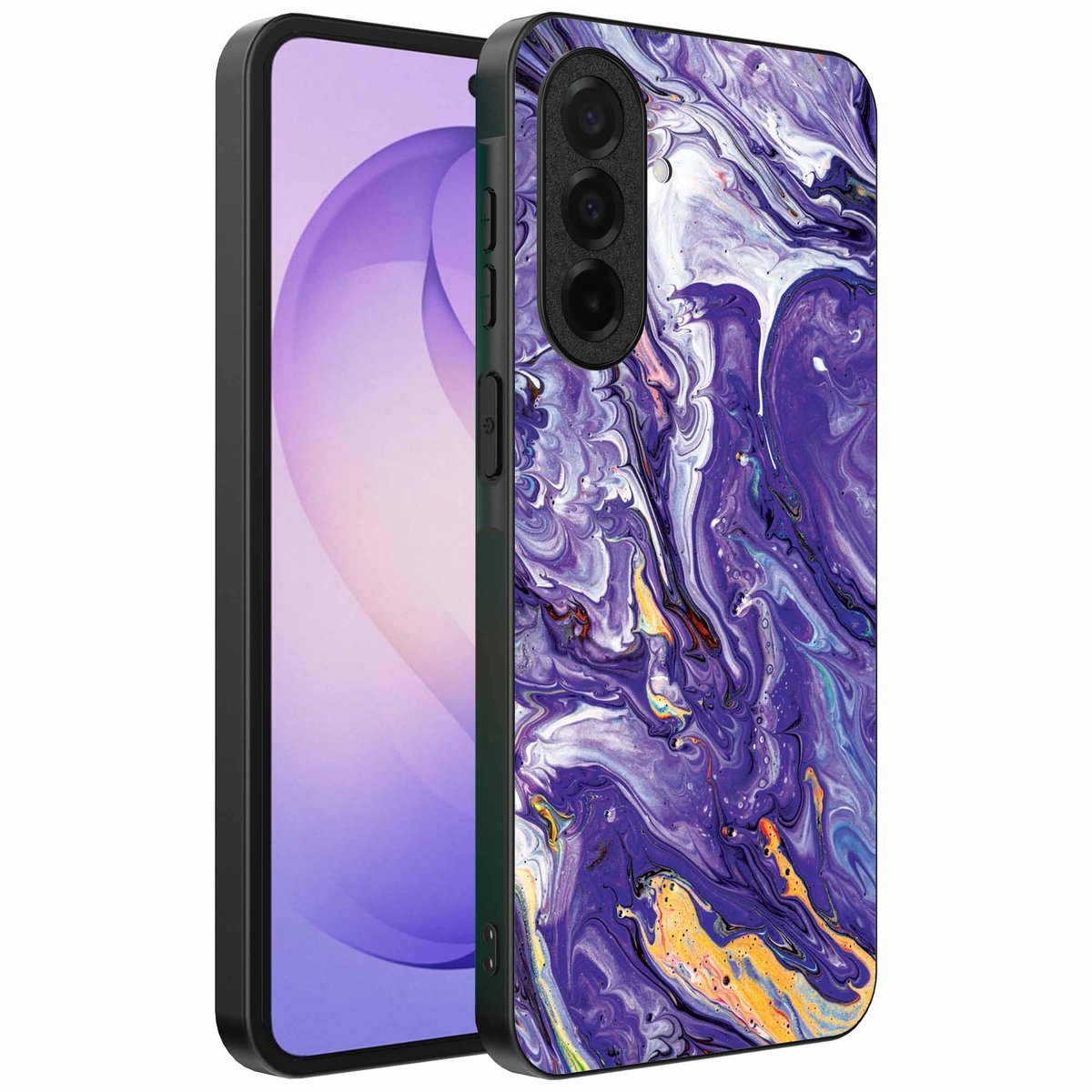 Geschikt voor Samsung Galaxy S26 Telefoonhoesje met Paars Goud Marmer Opdruk - TPU Backcover Case Purple Gold Marble Design - Paars Goud - Smartphonica geschikt voor Samsung Galaxy S26