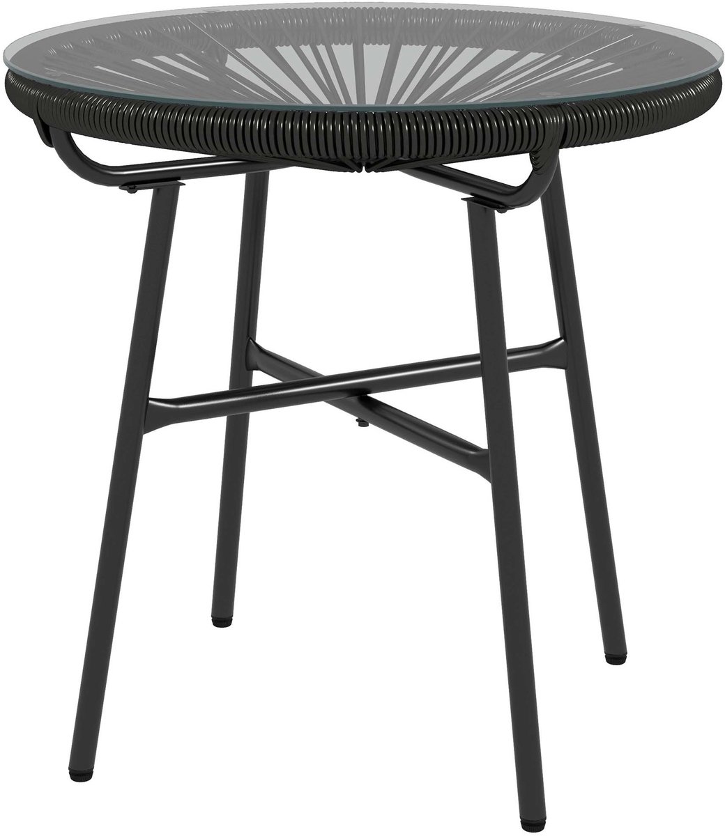 Tuin tafel koffietafel bijzettafel 50x50x50 cm zwart gehard glazen blad met stevig en duurzaam metalen frame gemakkelijk te monteren en schoon te maken draagvermogen 30 kg modern minimalistisch stijlvol ontwerp geschikt voor terras tuin en balkon