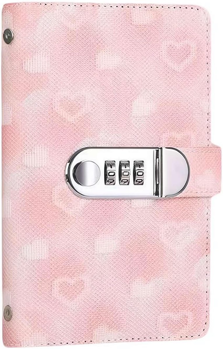 Bobypet - Spaarbudget Binder met Cijferslot - 100 Enveloppen Challenge Spaarboekje - 7.7 x 4.5 Inch PU Leer -roze