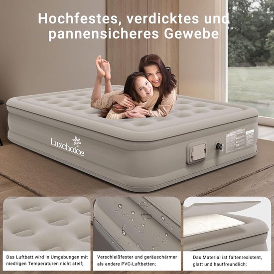 Luchtbed 2 Personen Zelfopblazend met Elektrische Pomp - Comfortabel Logeerbed voor Camping of Thuis (200x148x35cm) van Merkloos — afbeelding 5