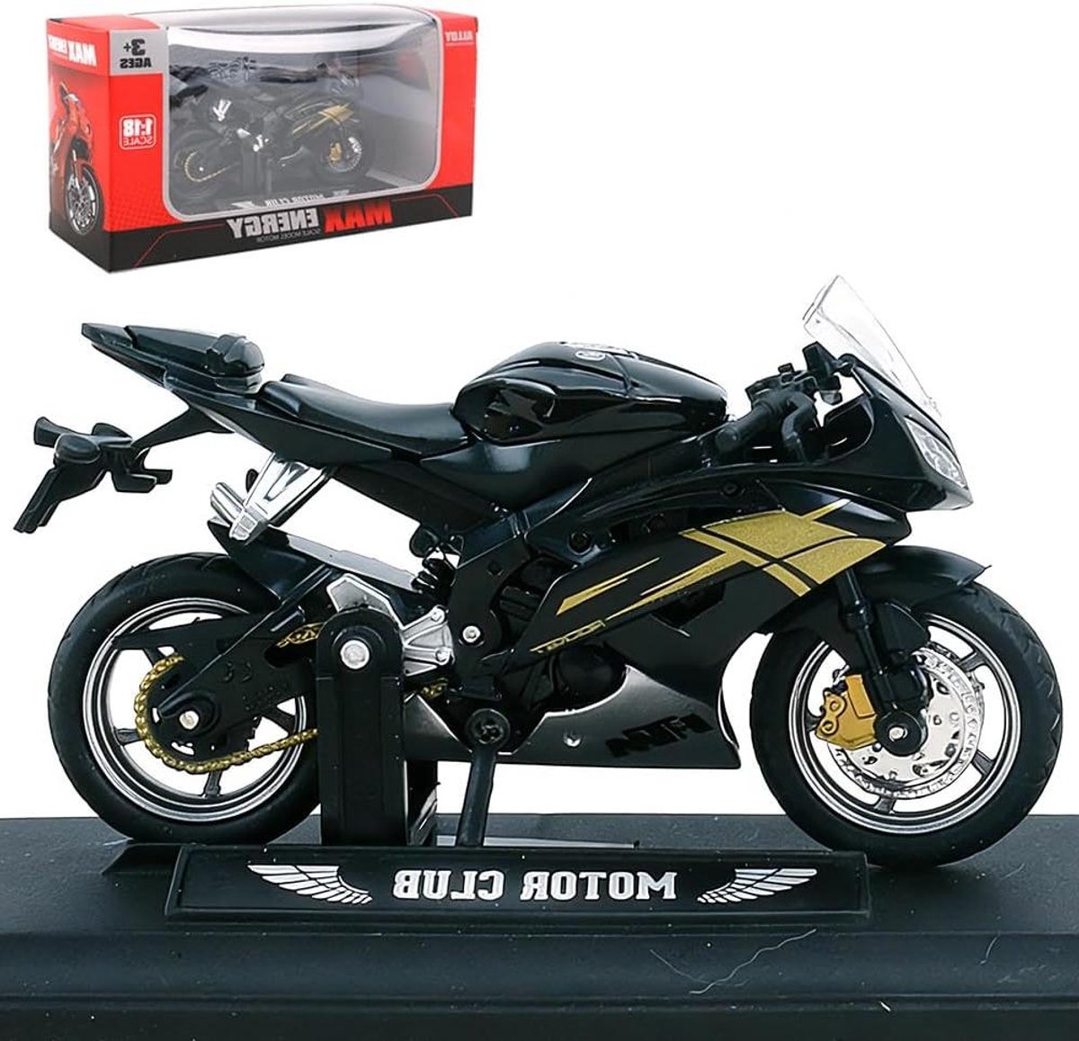 Motorfiets Model Speelgoed - Mini Motor Model - Verzamelen en Decoreren - Gedetailleerde Afwerking - 1:12 Schaal - Zwart