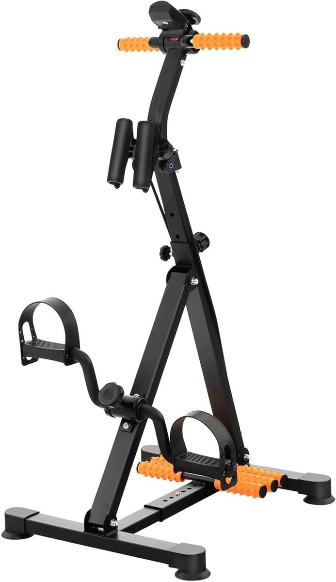 Pedaaltrainer Senioren - Bewegingstrainer Arm Been - Thuis Fitness - LCD Display - 45 x 43-53 x 87-100 cm - Grijs