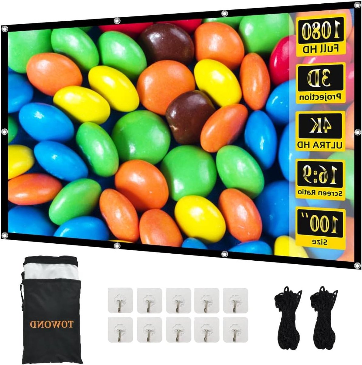 Projectiescherm - Beamer canvas - Thuisbioscoop - Kreukvrij canvas - 100 inch - Wit