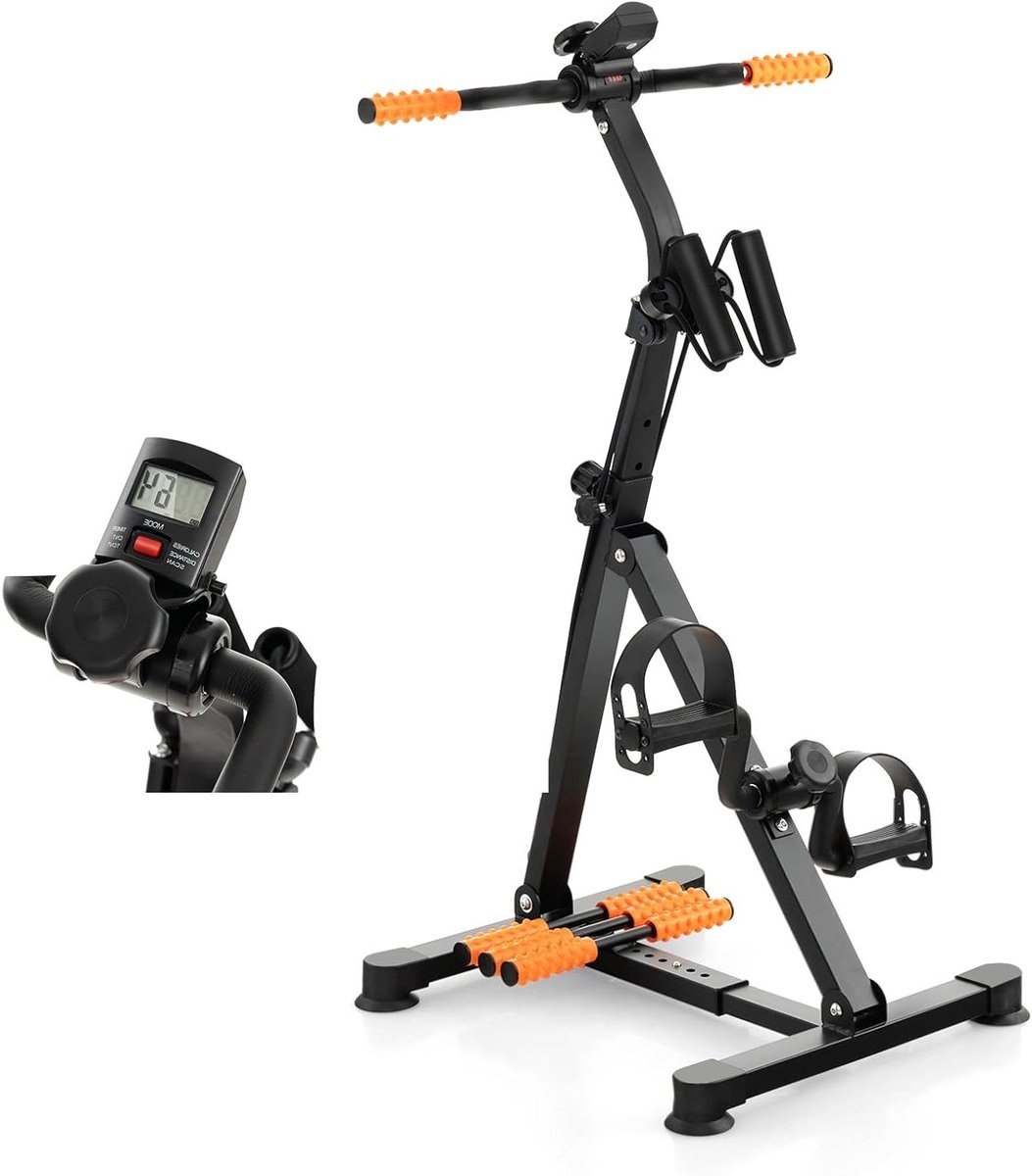 Pedaaltrainer - Hometrainer Arm Been - Revalidatie Thuis - Met LCD Display - 87-100 cm Hoogte - Zwart Geel