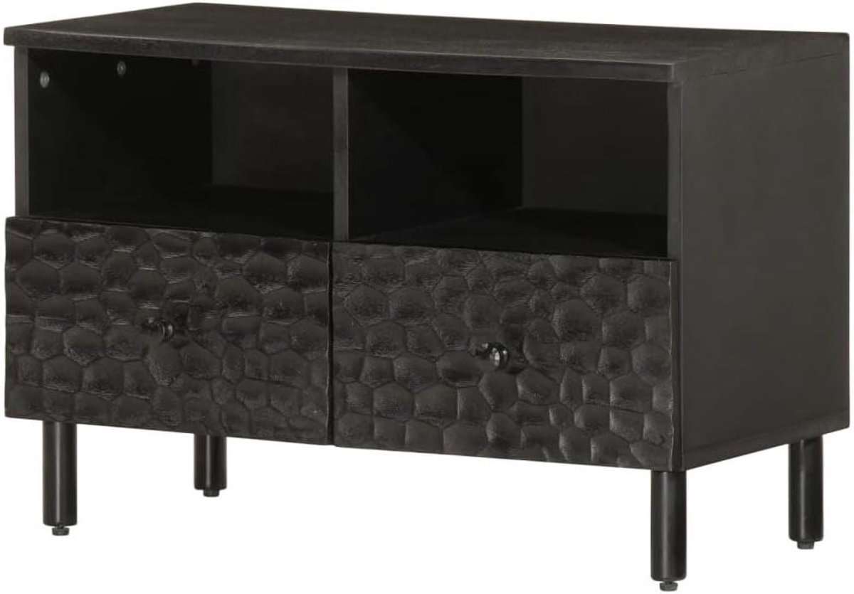 TV Kast - Mediabuffet Dressoir - Ondersteunen Televisie - Massief Mangohout - 70 x 33 x 46 cm - Zwart
