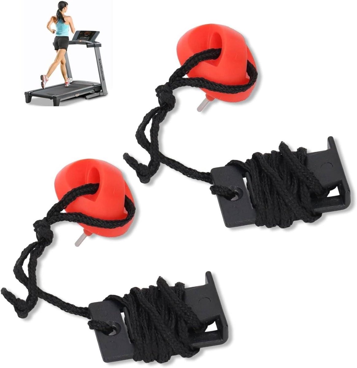 Loopband Veiligheidssleutel - Noodstop Schakelaar - Veilig Trainen - Magnetische Bevestiging - 2 stuks - Zwart