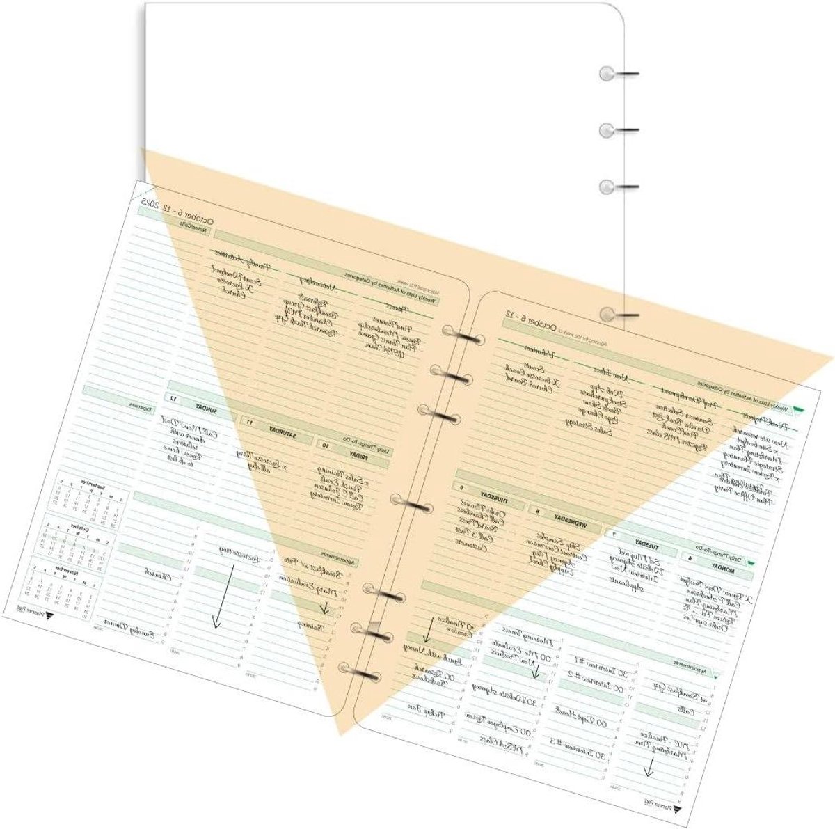 Planner Pad Organizer - Maandplanner Weekplanner - Prioriteren Plannen - 3-Tier Funnel Down Systeem - A4 12 Maanden