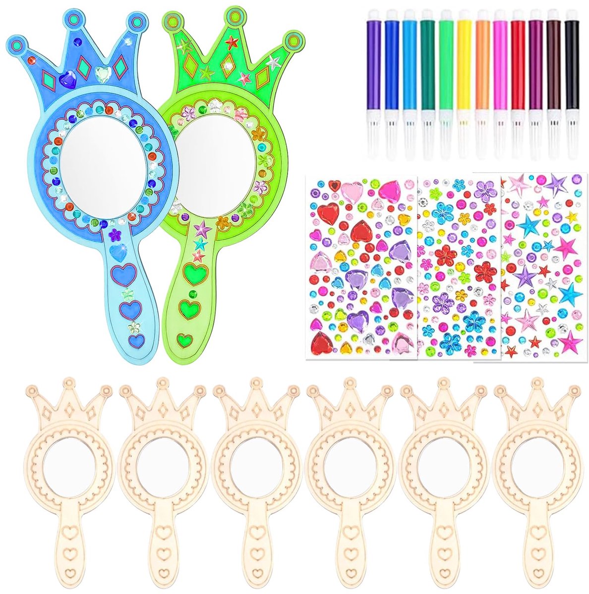 Spiegel, handwerk, prinsessenspiegel om te knutselen, mini prinsessenspiegel voor kinderen, feest