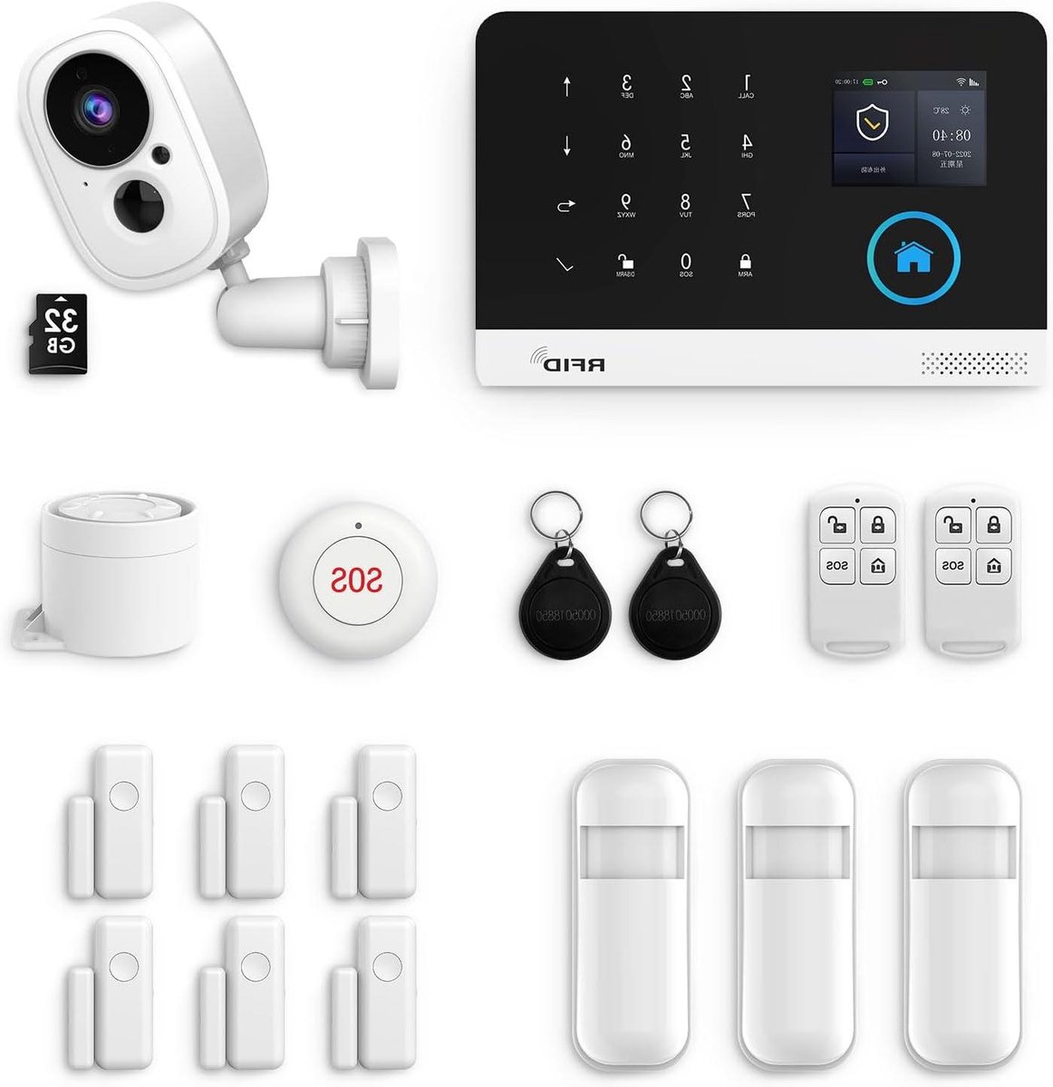 Draadloos Huisalarm - Beveiligingssysteem Camera - Huis Beveiligen - Wifi 4G Dual Netwerk - 18 Delig - Zwart