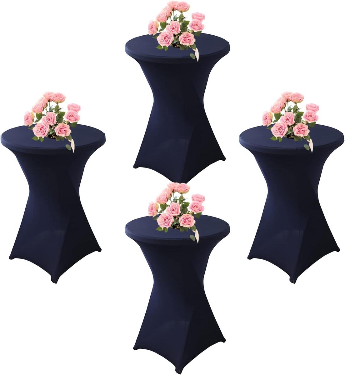 Cocktailtafelhoezen - Statafelhoezen - Feestelijke Decoratie - Kreuk- en Vlekbestendig - 80 x 110 cm - Donkerblauw