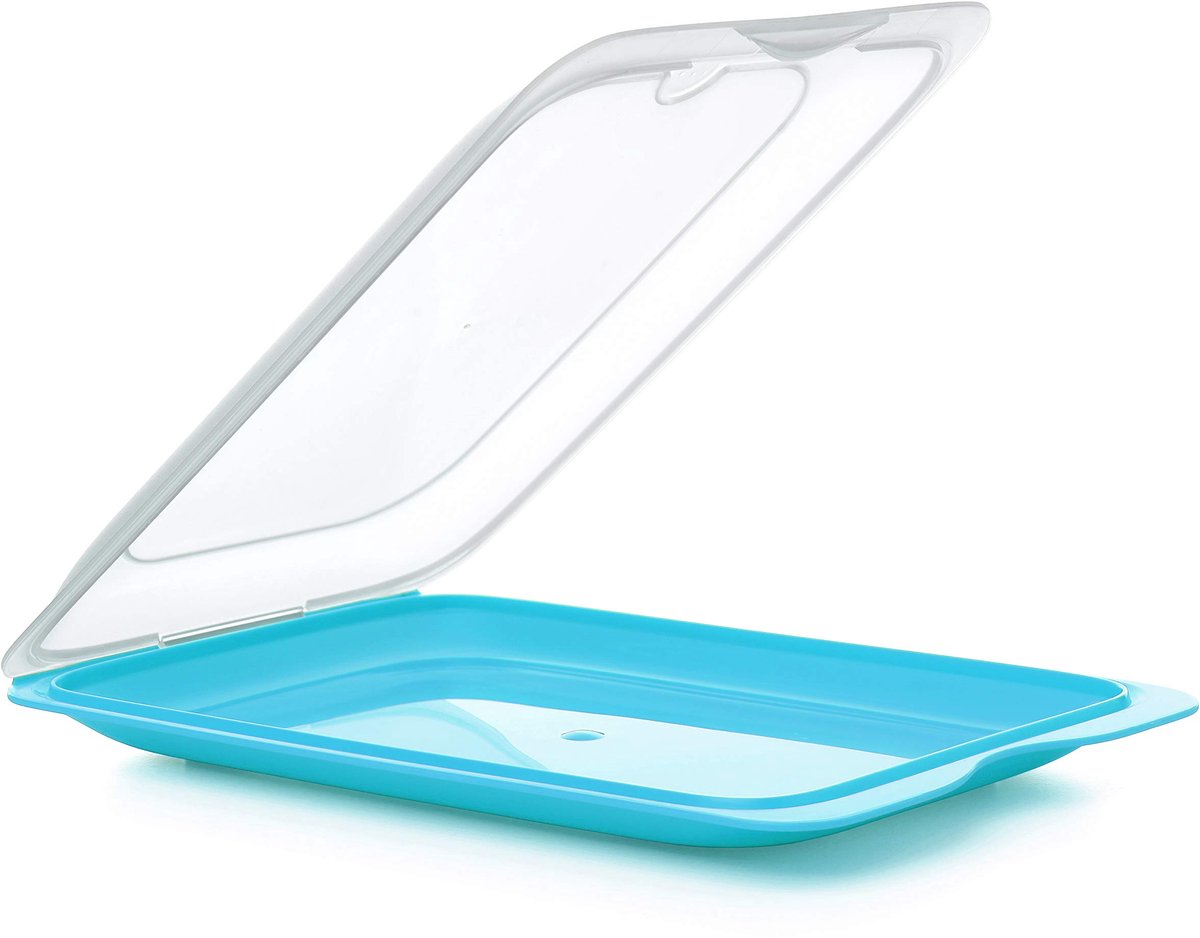 Bewaardoos Fresh | 1 Stuk Standaard | Koelkast Bakje | Afneembaar Deksel, Stapelbaar | Geschikt voor Vriezer, Magnetron en Vaatwasser | BPA-vrij, 17x3,2x25,2cm, Blauw