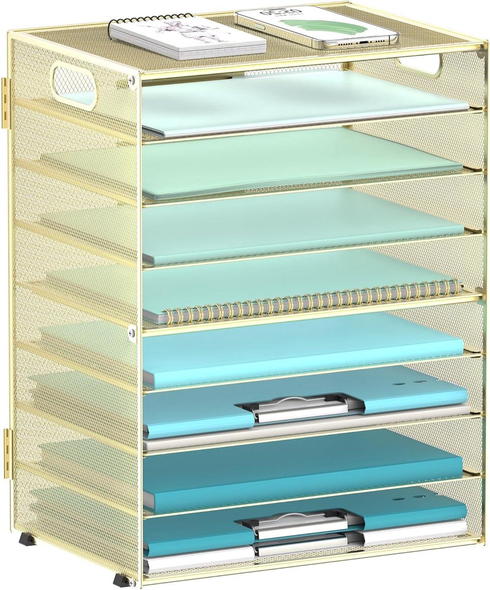 Bureau Organizer - Documentenhouder - Kantoor Organiseren - 9 Niveaus Verstelbaar - 34x43 cm - Goud