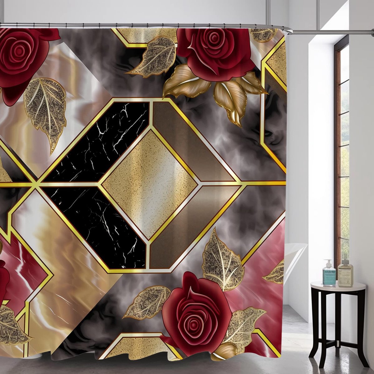Boho Mushroom Skull Animal Sun Moon Floral Douchegordijn, Kunst Decor Waterdicht Stof Douchegordijn voor Badkamer Set met Haken