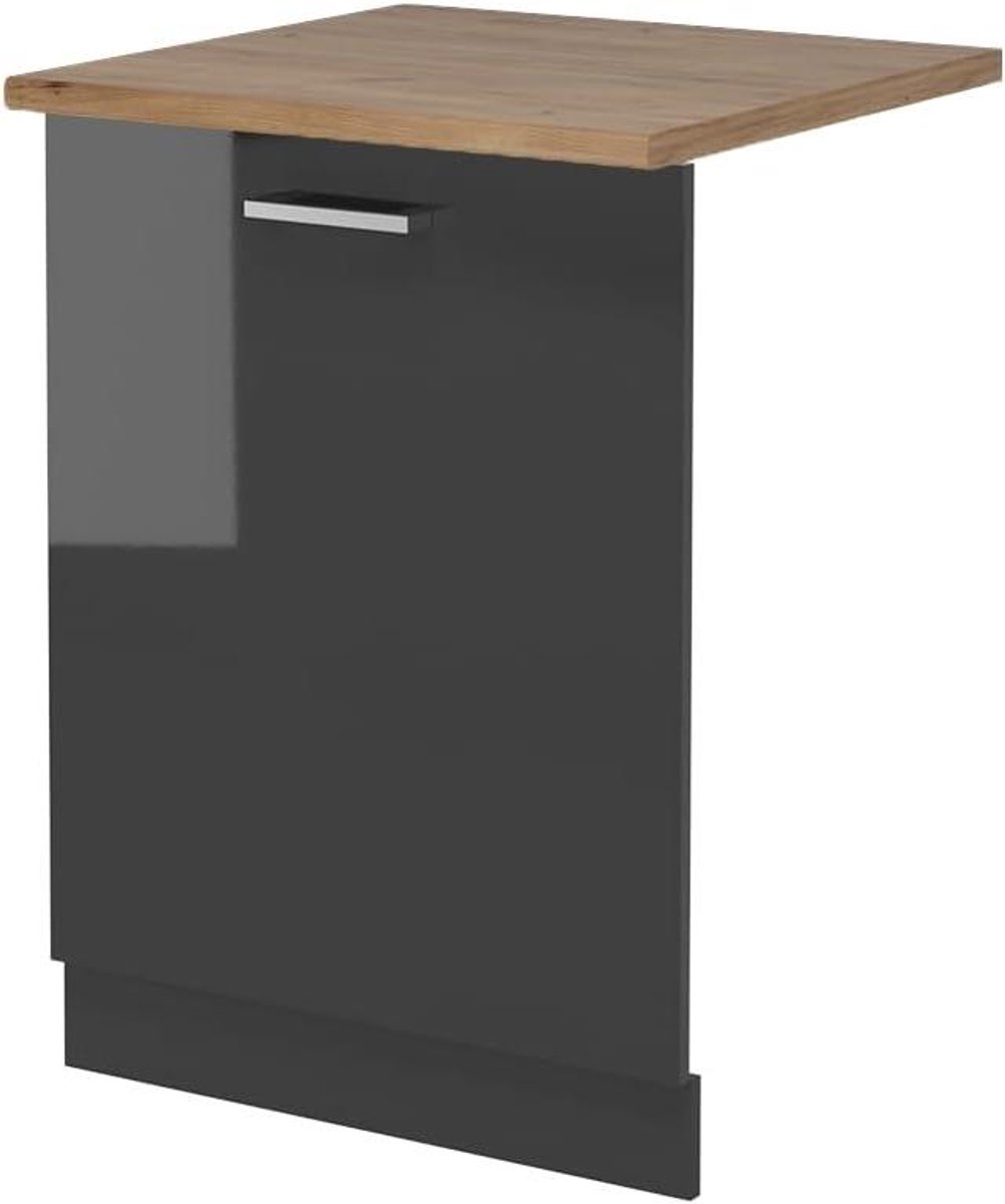 Vaatwasserpaneel Keukenfront Keuken Inrichten Interne Bediening 60 cm Antraciet Hoogglans