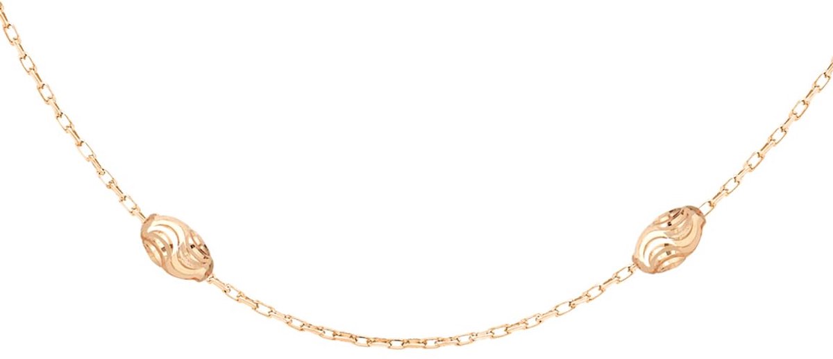 Schakelketting roodgoud verguld sterling zilver gesneden bal 46cm Voor Dames