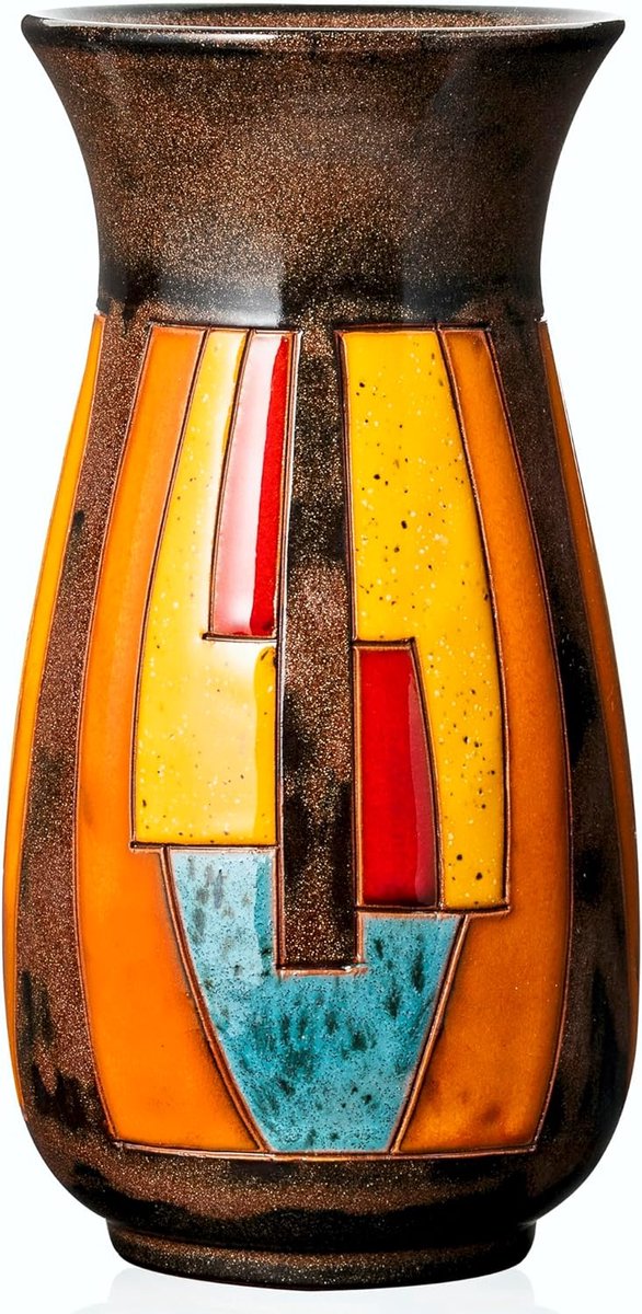 Keramische Vaas – Boeketvaas van 21 cm, Decoratieve Ambachtelijke Bloemenvaas, Handgeglazuurd Aardewerk, Moderne Designvaas voor Woondecoratie en Cadeau
