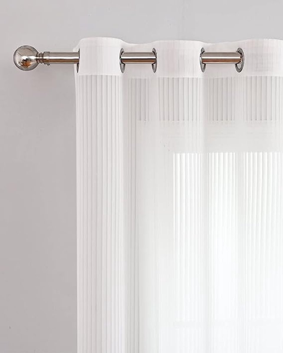 witte getextureerde transparante gordijnen, privacybescherming, lichtfiltering, anti-roest zilveren doorvoertules, raampanelen/gordijnen voor slaapkamer, woonkamer, glazen terras, set van 2