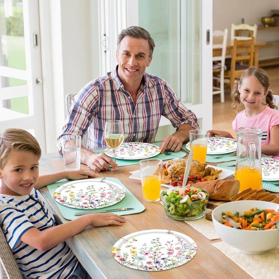 50 stuks papieren borden, wilde bloem, kinderverjaardag, feestborden, wegwerpborden, wegwerpborden, servies voor afstuderen, meisjes, feestdecoratie, bruiloften, tuin, verjaardag, decoraties — afbeelding 4