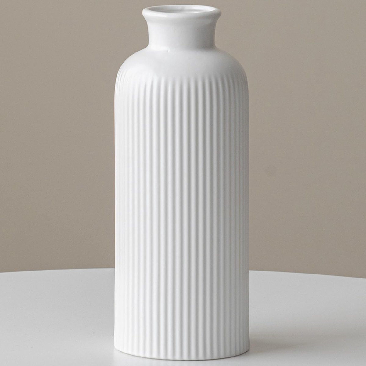 Keramische vaas, wit, bloemenvaas voor pampasgras, decoratie, 25,4 cm hoog, 10 cm breed, mat geglazuurd, modern, voor woonkamer, eettafel, kantoor (mat geglazuurd wit)