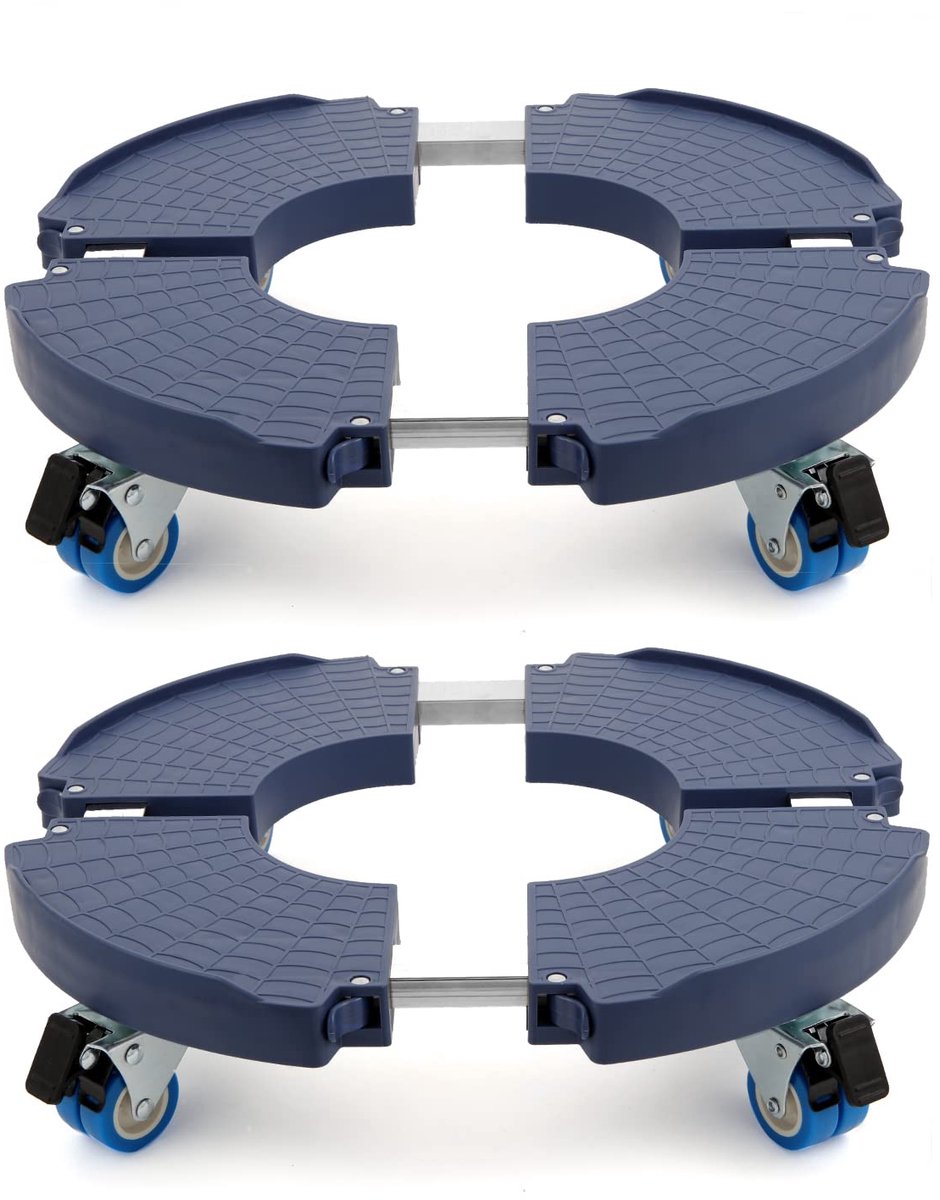 B D WEIBIDA Plantenwagen met Wielen, Zware Capaciteit 440lbs, Instelbaar 38-53 cm Rolbaar Plantenrek Binnen Buiten, Grote Plantenkar met Wielen voor Bloempot Tuinpot 2-Pack, Blauw