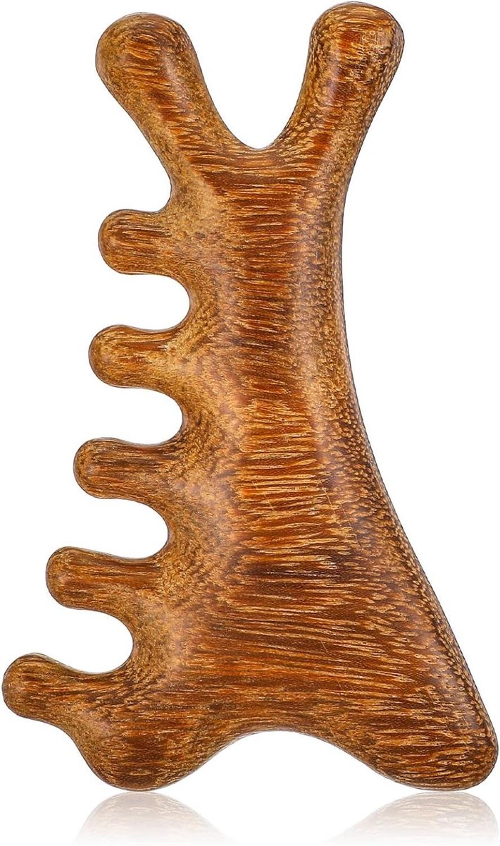 Massage Kam - Hoofdhuid Kam - Ontspanning Gezicht - Natuurlijk Sandelhout - 10.5 cm - Houtkleur