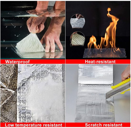 Waterdichte Reparatie Tape - Butyl Tape - Lekkages Dichten - Sterke Aluminium Folie - 10 Meter Lang - Grijs — afbeelding 4