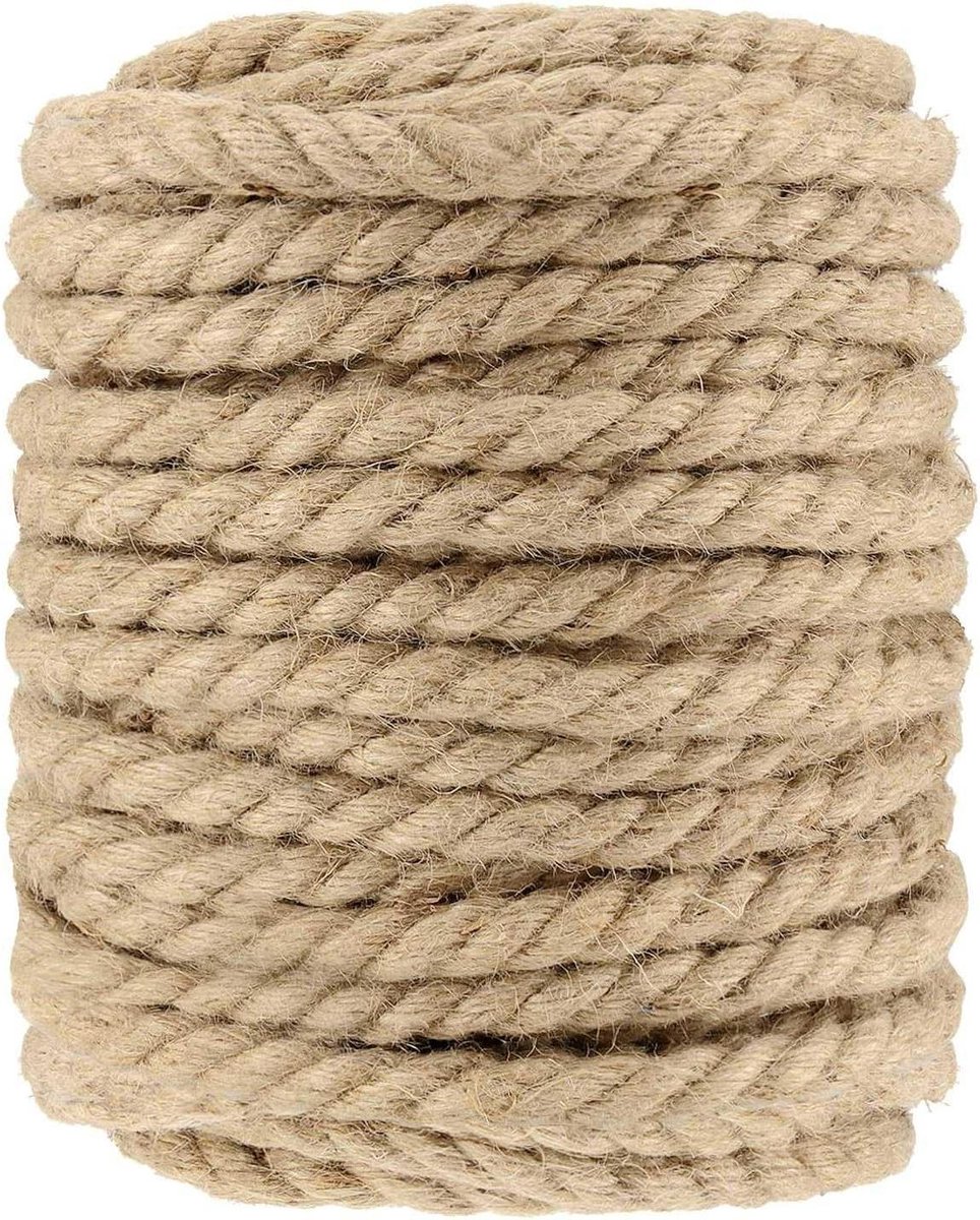 Jute touw - Hennep touw - Decoreren en binden - Natuurlijke vezels - 12 mm dik 30 meter - Natuurlijk