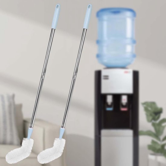 2 stuks lange flesborstel uitschuifbaar - Multifunctionele schoonmaakborstel - Flessenborstel - Emmerborstel - Nylon borstelharen - Roestvrijstalen handvat - Geschikt voor babyflessen van 3 en 5 gallon - Lichtblauw — afbeelding 4