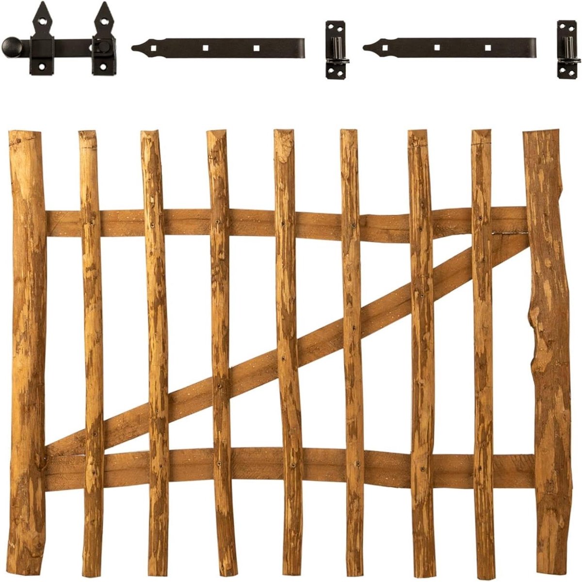 Tuinpoort van hout - Boerenpoort schuttinghek - Toegang creëren - Geïmpregneerd hazelnoothout - 50 cm hoog - Natuurlijk