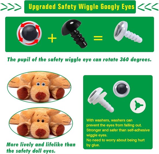 Ogen met Sluitringen 10 mm Kunststof Wiggle Googly Eyes voor Gehaakte Dieren Pluche Poppen — afbeelding 5