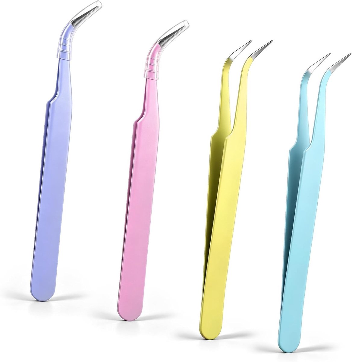 Set van 4 Precisie Pincetten voor Scrapbooking, Sieradenmaken en DIY Klussen - RVS, Curved en Pointed, Antistatisch en Ideaal voor Manicure Tools