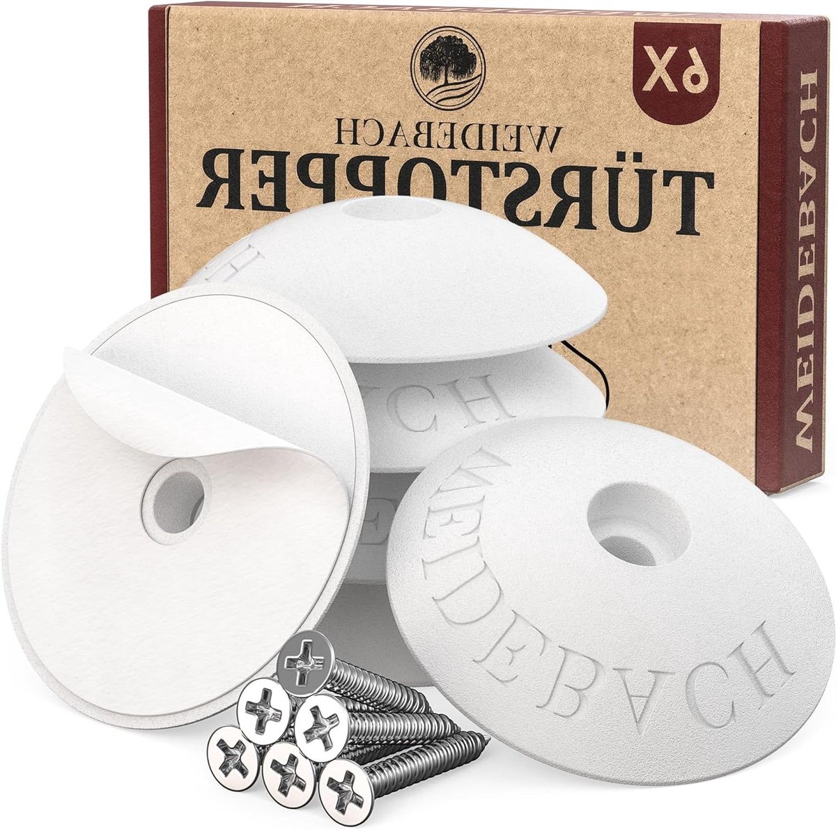 Deur buffers - Deurstopper muur - Bescherming muur - Zelfklevend en schroefbaar - 6 stuks - Wit