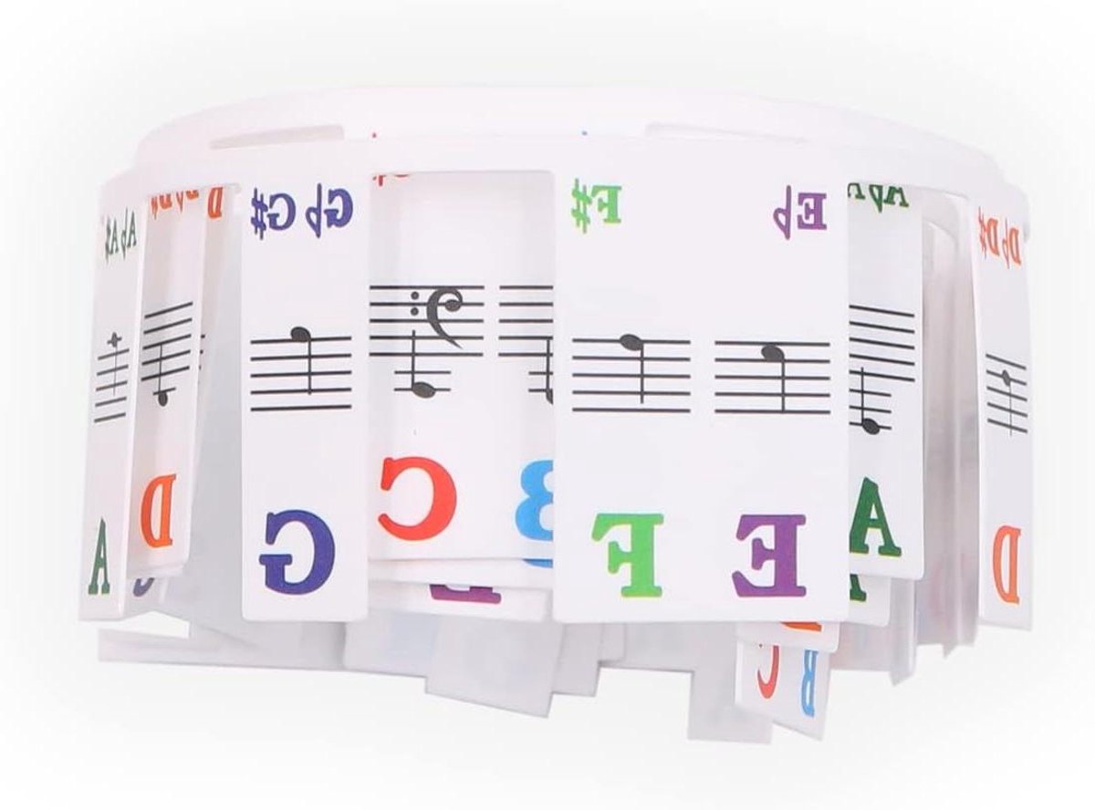 Pianoklavier Nootlabels - Muzieknoten Stickers - Muziek Leren - Verwijderbaar Zonder Resten - 61 Toetsen - Transparant