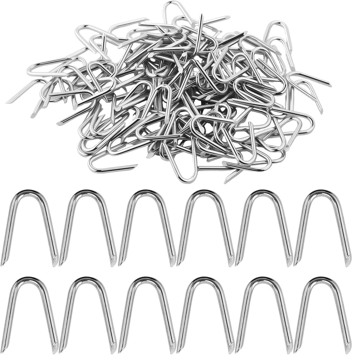 U-Vormige Nagels - Kramnagels Klemmen - Draad Bevestigen - Verzinkt Staal - 125 Stuks - Zilver