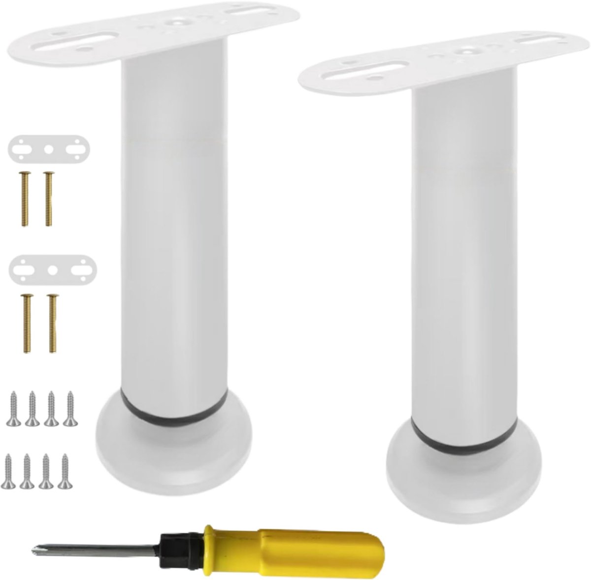 Metalen Meubelpoten (18-32 cm，25-42cm) - Set van 2 of 4, Roestvrij Staal Zware Centre Palm Support Bed Voeten, DIY Vervanging Sofa en Gestoffeerde Meubelpoten. (Wit, 18-32cm/2 pack)