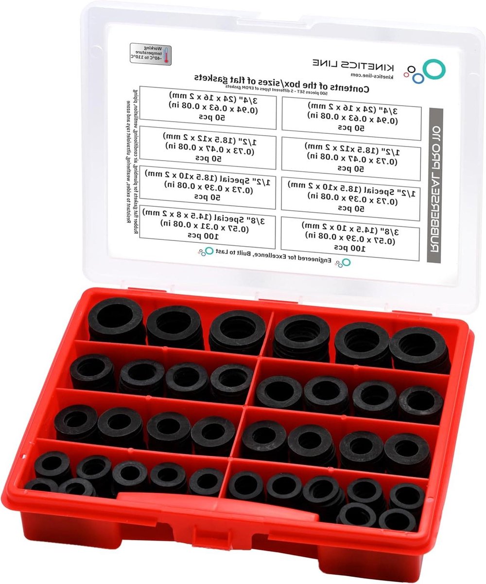 EPDM Rubber Afdichtingen - Platte Pakkingen Vlakke Ring - Waterleiding Reparatie - Hitte- en Koudebestendig - 500 Stuks 3/8-3/4 Inch