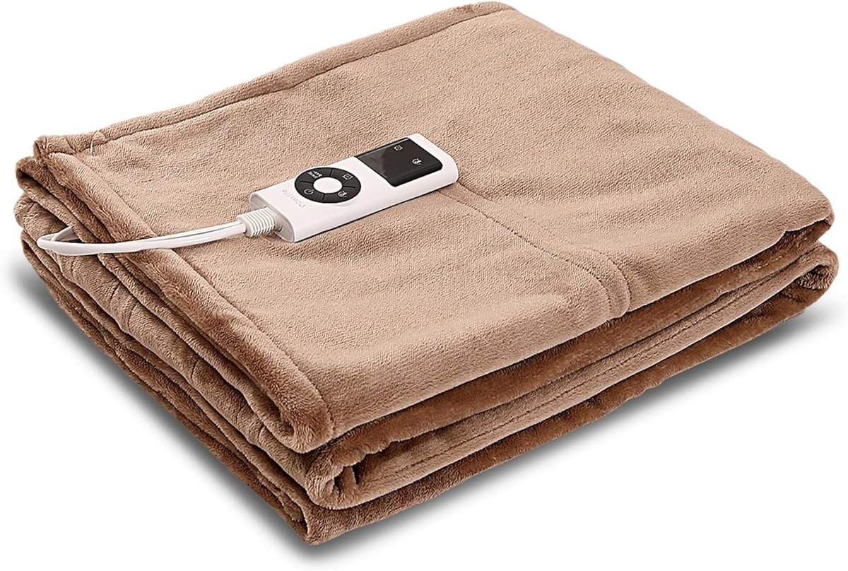 Elektrische Deken - Verwarmde Deken - Ontspannen - 9 Warmtestanden - 180 x 120 cm - Bruin