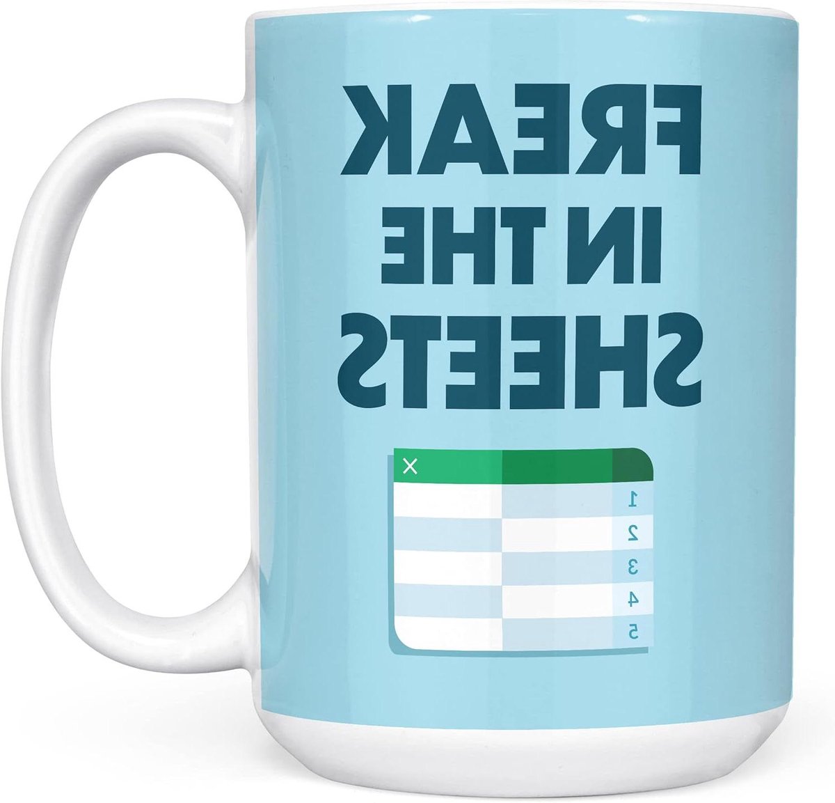 Koffiemok - Theekop Beker - Kantoor Cadeau - Uniek Spreadsheet Ontwerp - 455 ml - Wit