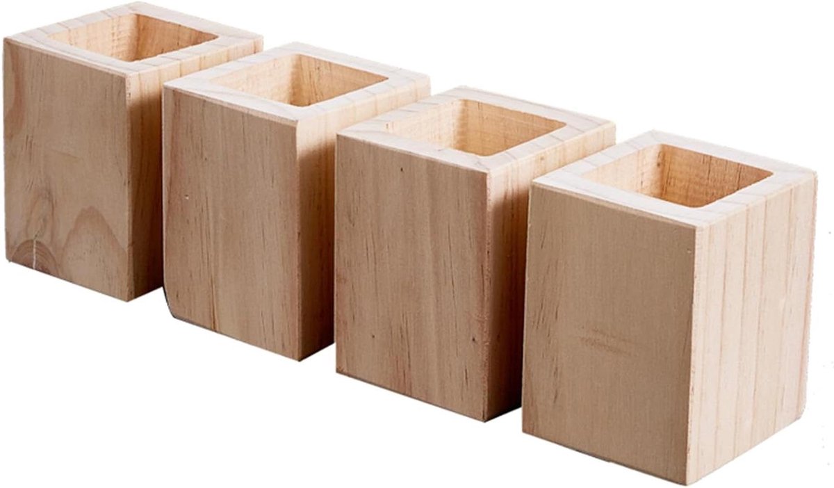 Houten Bedverhogers - Meubelverhogers Tafelliften - Meubels Verhogen - Massief Grenenhout - 4 Stuks 5-20cm - Houtkleur