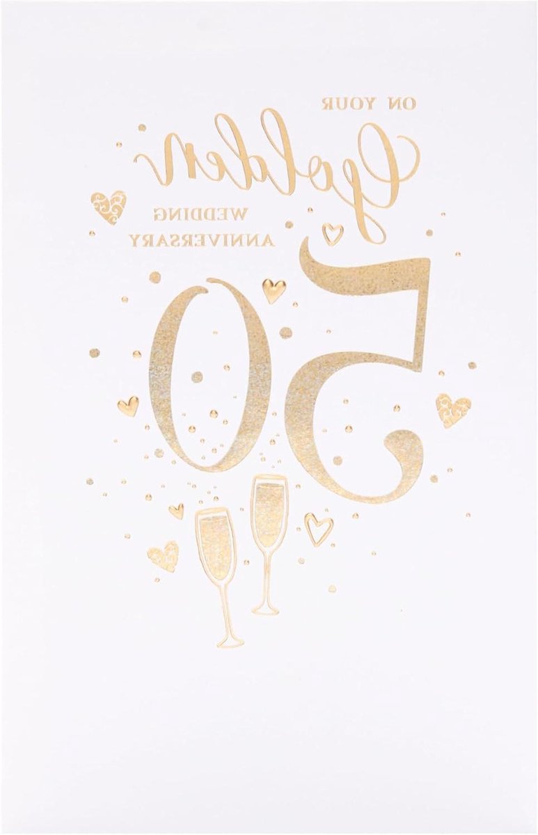 Verjaardagskaart Gouden Jubileum - 50 Jaar Kaart - Gouden Bruiloft - Speciaal Ontwerp - 149 x 229 mm - Multicolor