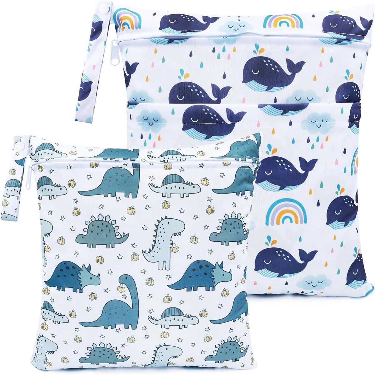 Natte Luiertas - Droge zakken - Baby verzorging - Waterdicht TPU weefsel - 36 x 30 cm - Groen en Blauw