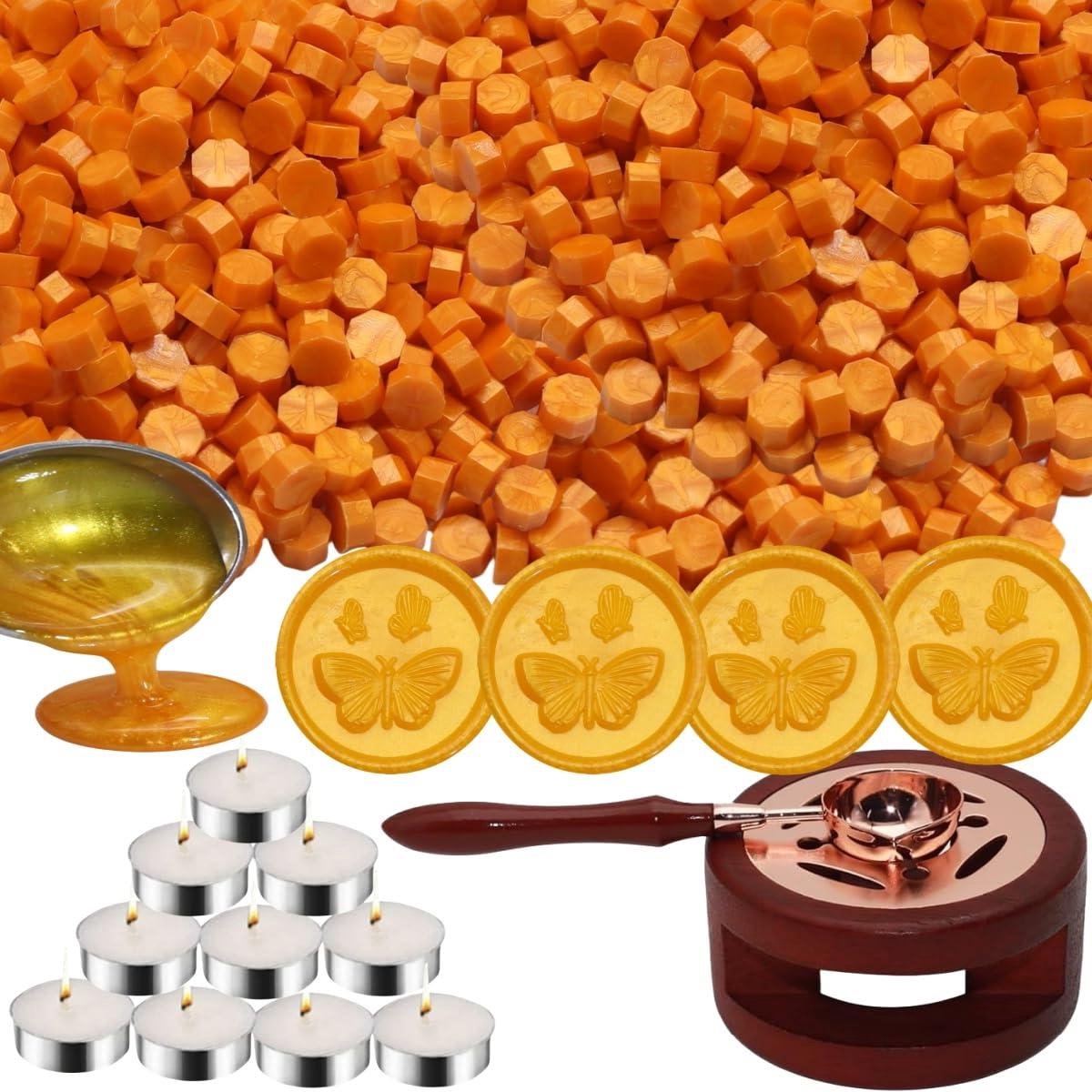 Waxzegelparels Set - Waxkralen Stempel - Uitnodigingen Versieren - Compleet met Warmer - 300 stuks - Wit