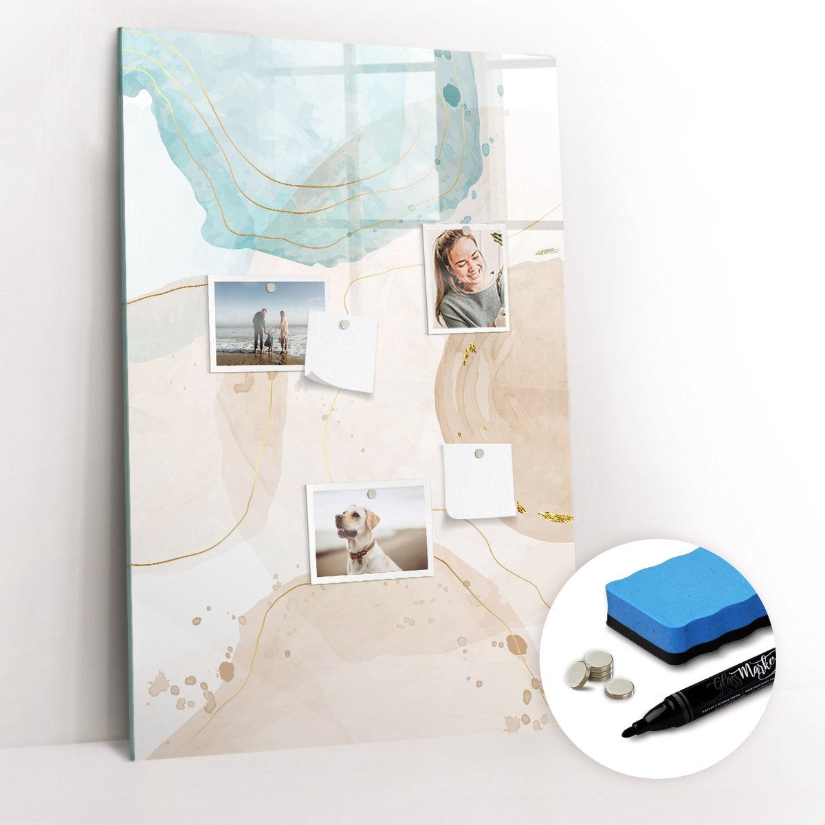 Tulup Whitebord - Pastelkleurige vlekken - 60 x 90 cm - Veelkleurig Magneetbord Design - Gratis 5 Sterke Magneten + Whiteboard Marker & Wisser - Industrieel Wandbord - Magnet Board - Ideeënbord Thuiswerkplek