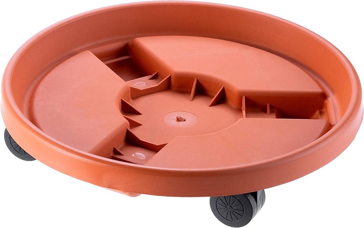 Plantenroller op wieltjes - Bloempot standaard - Potten verplaatsen - Robuuste kunststof - Ø 305 cm - Terracotta
