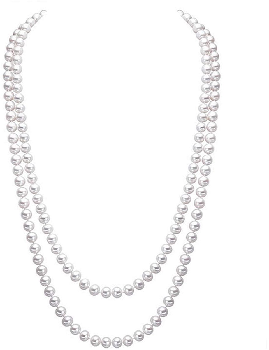 Elegante Dames Witte Kunstparels Lange Truiketting